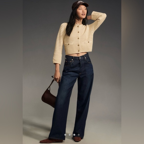 Reformation Charlotte Cardigan Cotton Button Down Sweater Gold Buttons Womens XS - Picture 4 of 9